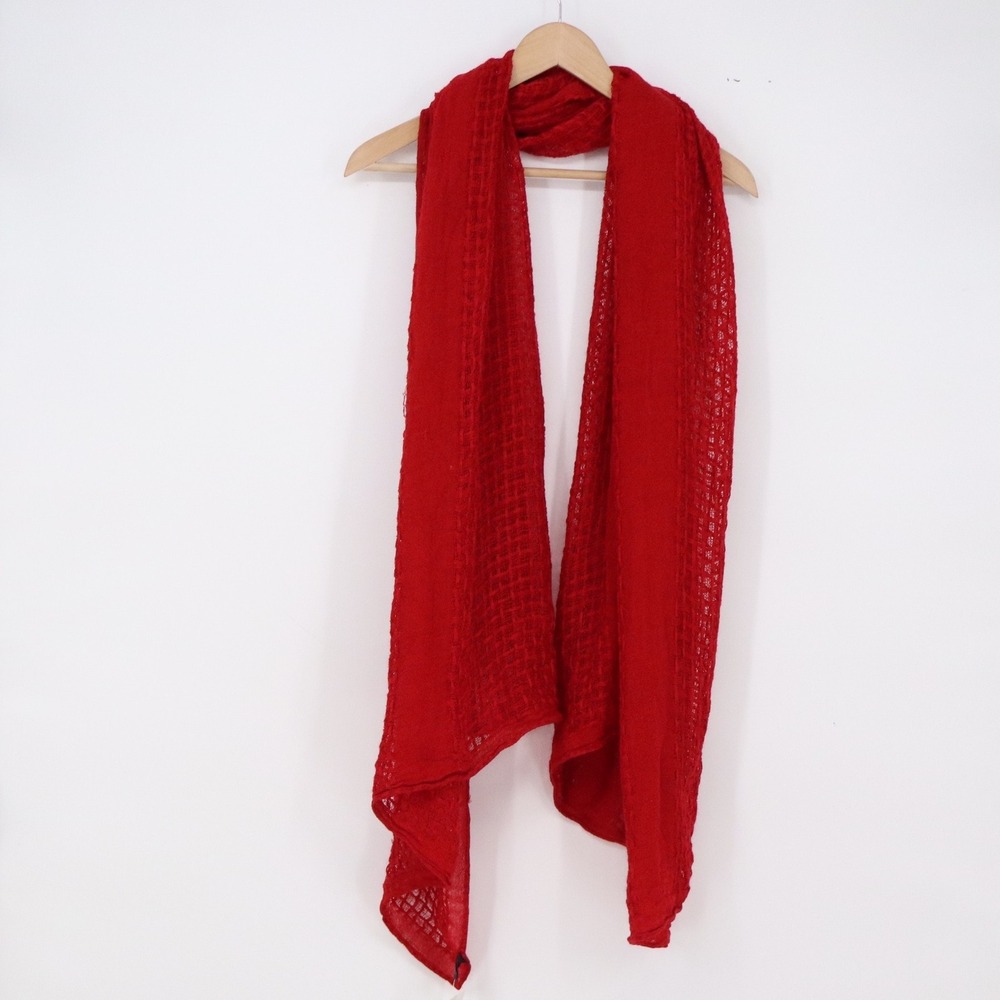 Dressbarn Blanket Wrap Womens One Size Fall Classic Red Open Knit NWT